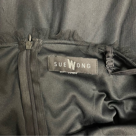 Sue Wong Dress Women's Size Medium Black Vintage Embroidered Floral Mesh Bustier - Picture 9 of 9